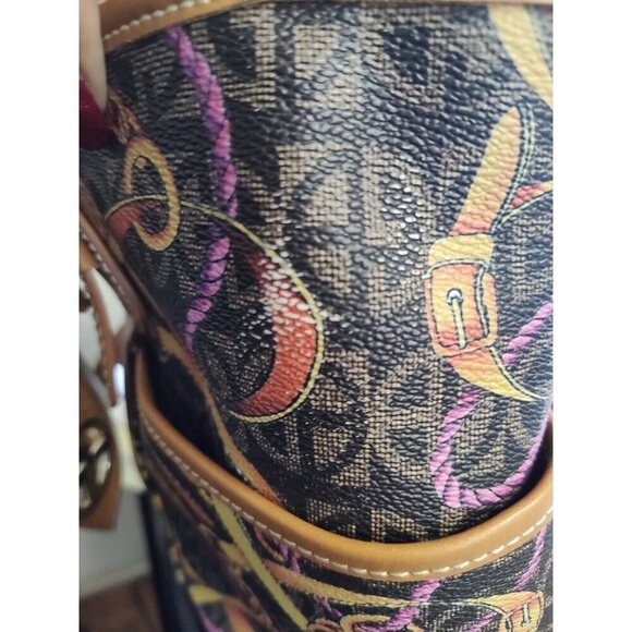 Giani Bernini Purse Handbag Shoulder Bag Faux Leather Brown Tassel/Belt Print - Picture 10 of 12